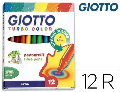 ROTULADOR GIOTTO TURBO COLOR CAJA DE 12 COLORES LAVABLES CON PUNTA BLOQUEADA COD. 28838