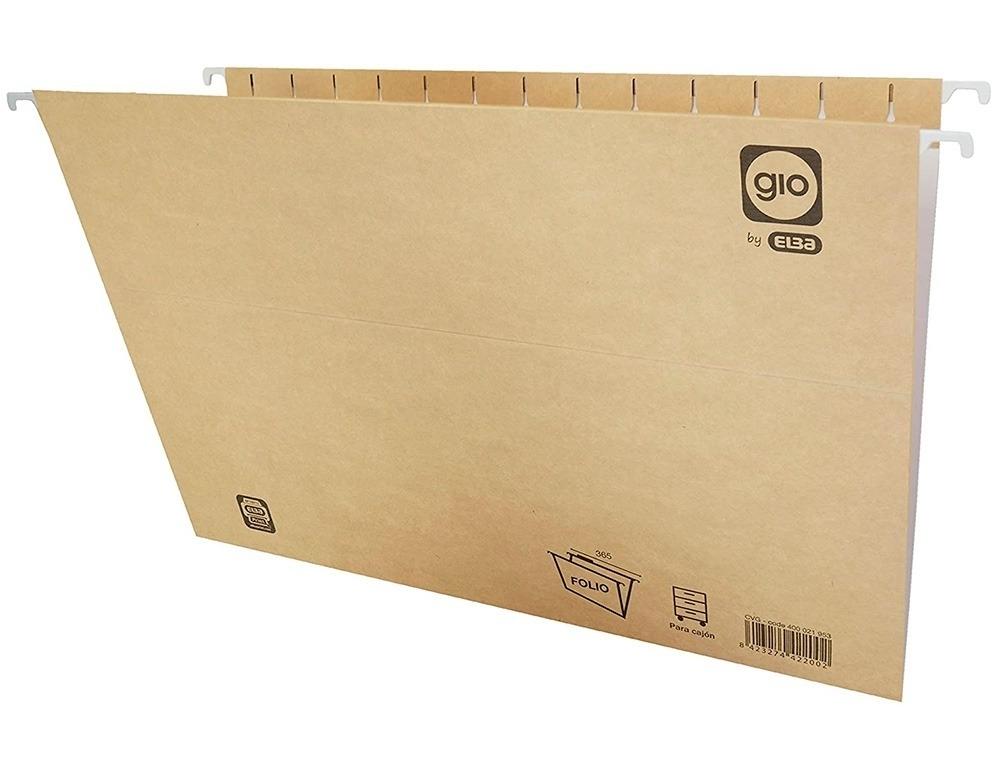 CAJA 25 CARPETAS COLGANTES FOLIO VISOR SUPERIOR GIO