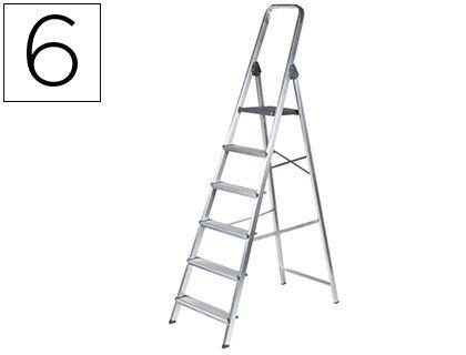 ESCALERA Q-CONNECT KF00317 DE ALUMINIO 6PELDAÑOS 1203X510X1895 MM PESO MAXIMO 150 KG EN-131 COD. 31969