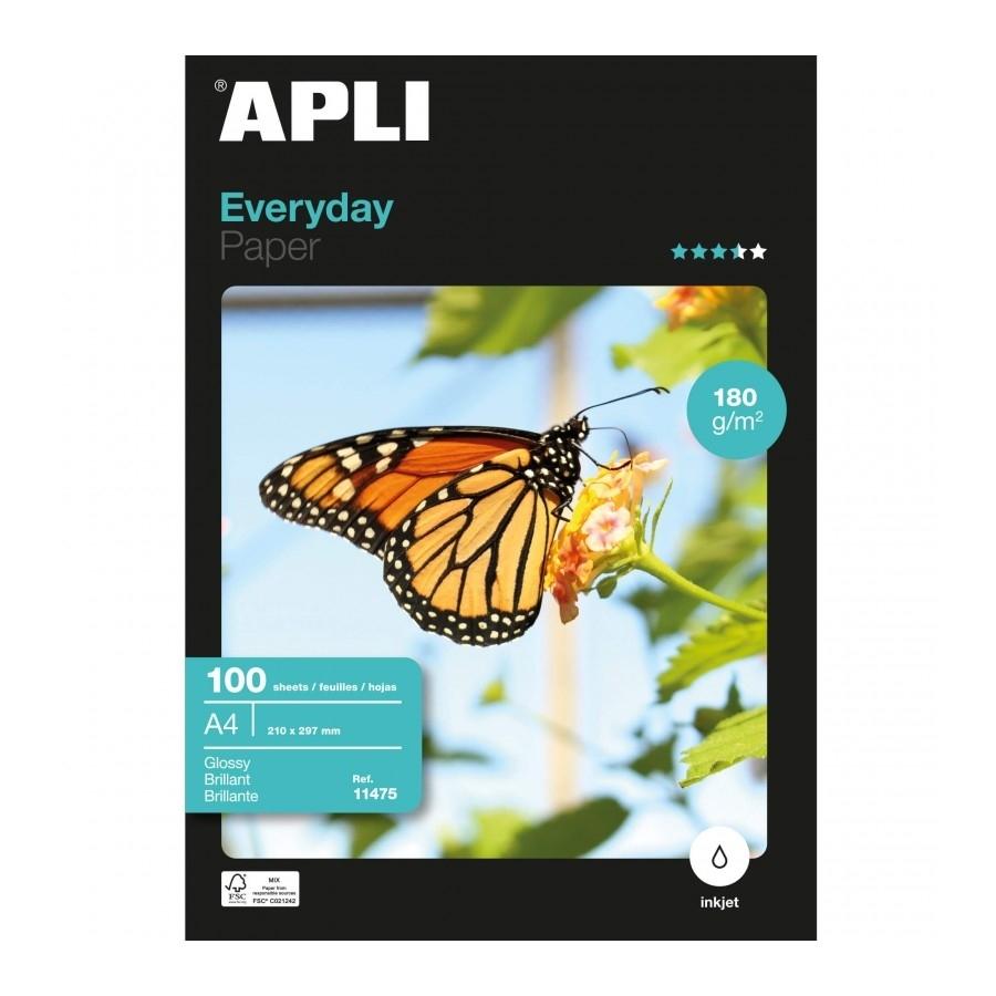 PAQUETE 100 HOJAS PAPEL FOTOGRAFICO A4 EVERYDAY 180 GRS APLI  RF. 11475