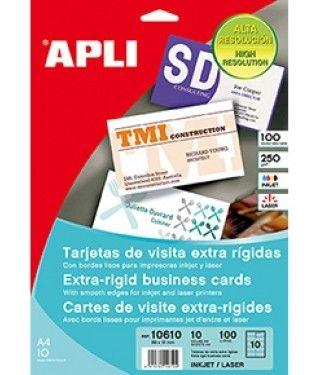 PAQUETE 100 TARJETAS DE VISITA 90 X 50,8  MICROPERFORADAS CARTULINA BLANCA 250 GRS  APLI RF 10610