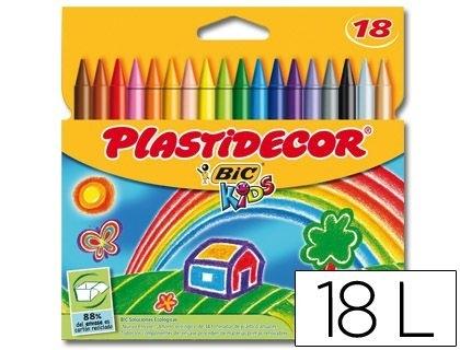 LAPICES CERA PLASTIDECOR CAJA DE 18 COLORES COD. 11905