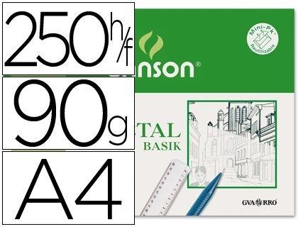 PAQUETE 250 HOJAS PAPEL VEGETAL CANSON BASIK DIN A4 90 GR