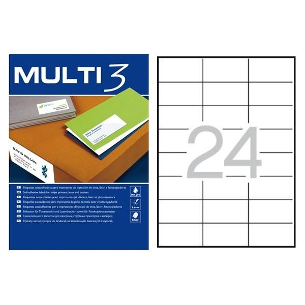 CAJA 100 HOJAS ETIQUETAS 70X37 MULTI 3 RF 04704