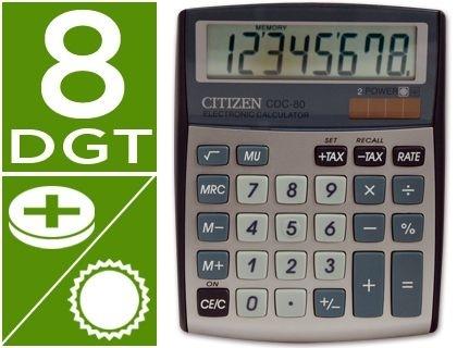 CALCULADORA CITIZEN SOBREMESA CDC-80 8 DIGITOS PLATA COD 32963