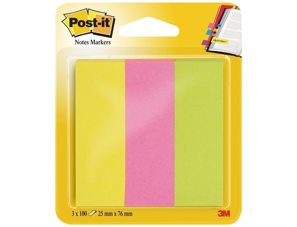BLOC DE NOTAS ADHESIVAS QUITA Y PON POST-IT 671/3 MININOTAS ROSA/VERDE/AMARILLO NEON COD. 34912