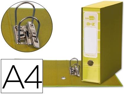 ARCHIVADOR DE PALANCA LIDERPAPEL A4 FILING SYSTEM FORRADO SIN RADO LOMO 80MM AMARILLO CON CAJA Y COMPRESOR METAL COD 32071