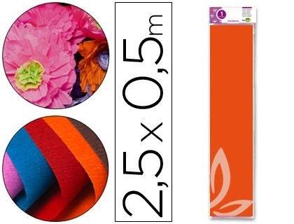 PAPEL CRESPON LIDERPAPEL 50 CM X 2.5M 34G/M2 NARANJA CLARO COD. 24282
