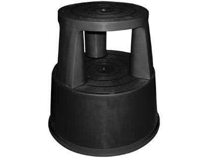 TABURETE Q-CONNECT RUEDAS RETRACTILES TRES RUEDAS -DOS NIVELES NEGRO