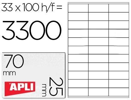 CAJA 100 H. ETIQUETAS BLANCAS ILC 70,0 X 25,4 APLI RF 1270