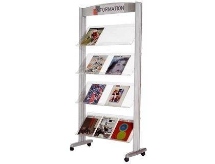 EXPOSITOR FAST-PAPERFLOW DE SUELO METALICO BALDAS TRANSPARENTES 4 ESTANTES COD. 36337