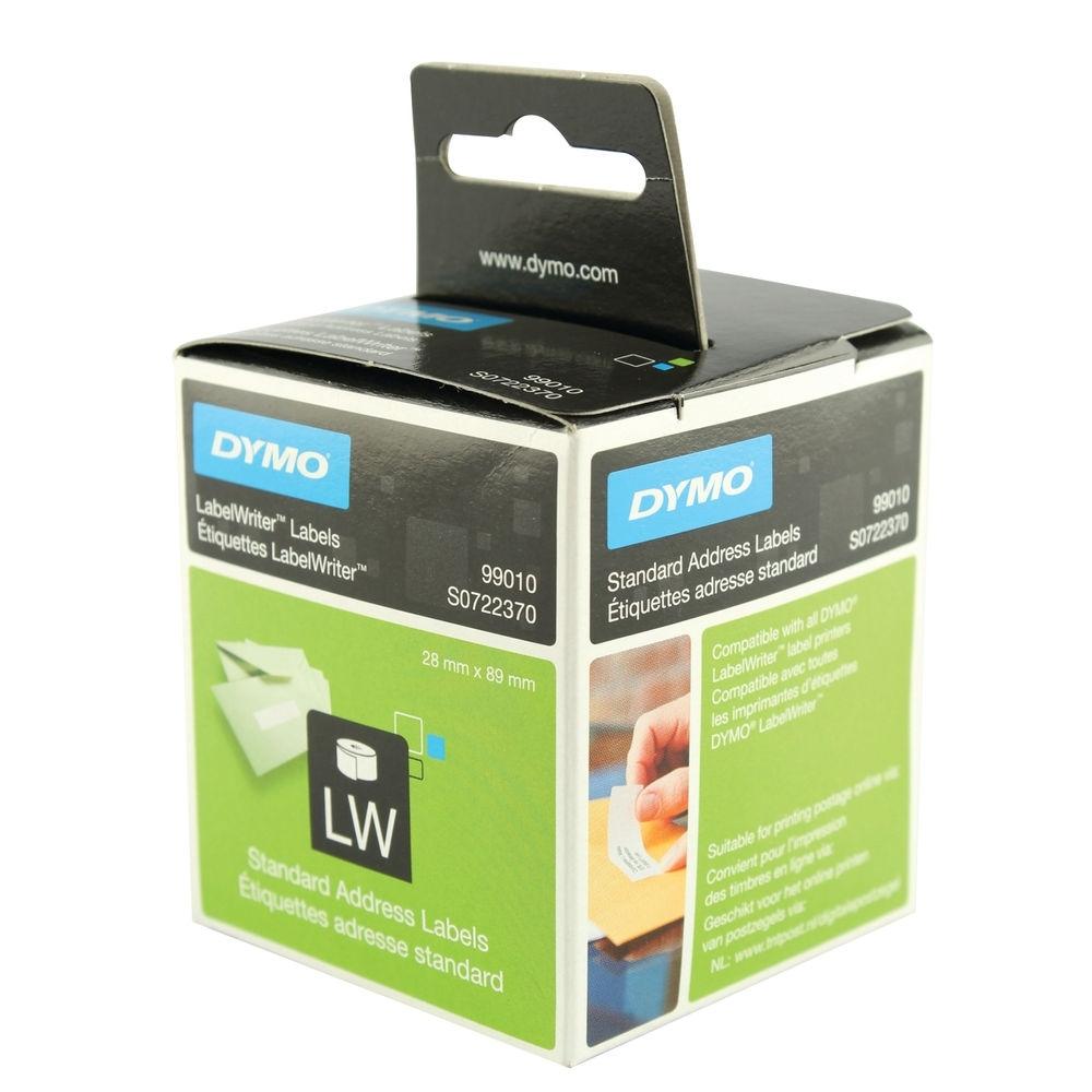 CAJA 2 ROLLOS 130 ETIQUETAS ADHESIVAS DYMO LABEL WRITER 99010 - S0722370 TAMAÑO 89X28 MM COLOR BLANCO