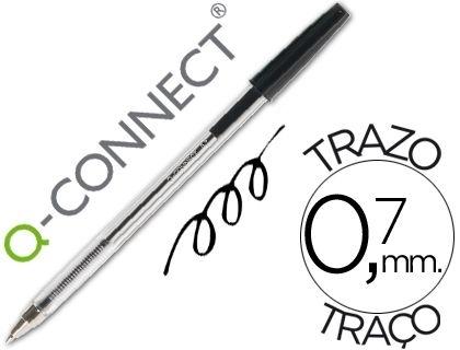 BOLIGRAFO TRANSPARENTE Q-CONNECT NEGRO MEDIO KF26040. COD. 13442