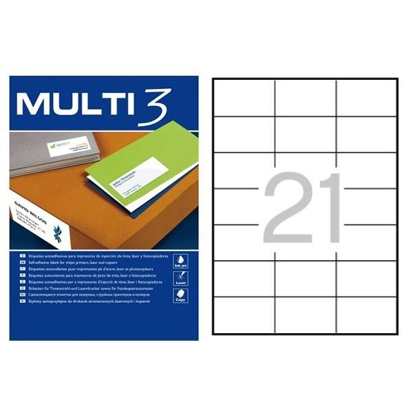 CAJA 100 HOJAS ETIQUETAS 70X42,4 MULTI 3 RF 04705