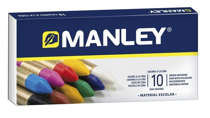 CAJA 10 CERAS MANLEY COLORES SURTIDOS