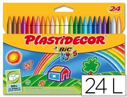 LAPICES CERA PLASTIDECOR CAJA DE 24 COLORES COD. 13267