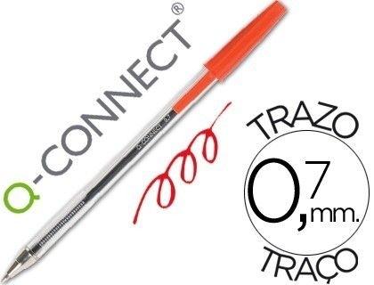 BOLIGRAFO TRANSPARENTE Q-CONNECT ROJO MEDIO KF26041 COD. 13443