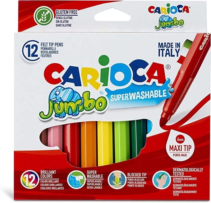 CAJA 12 ROTULADORES FIBRA CARIOCA JUMBO PUNTA GRUESA