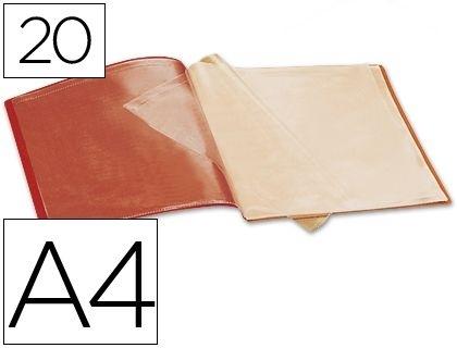 CARPETA LIDERPAPEL ESCAPARATE 37910 20 FUNDAS POLIPROPILENO DIN A4 ROJA COD. 23029