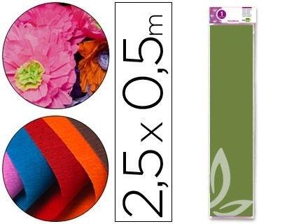 PAPEL CRESPON LIDERPAPEL 50 CM X 2.5M 34G/M2 VERDE OLIVA COD. 24281