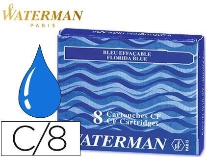 TINTA ESTILOGRAFICA WATERMAN SERENITY BLUE -CAJA DE 8 CARTUCHOS STANDARD -LARGOS COD. 23121